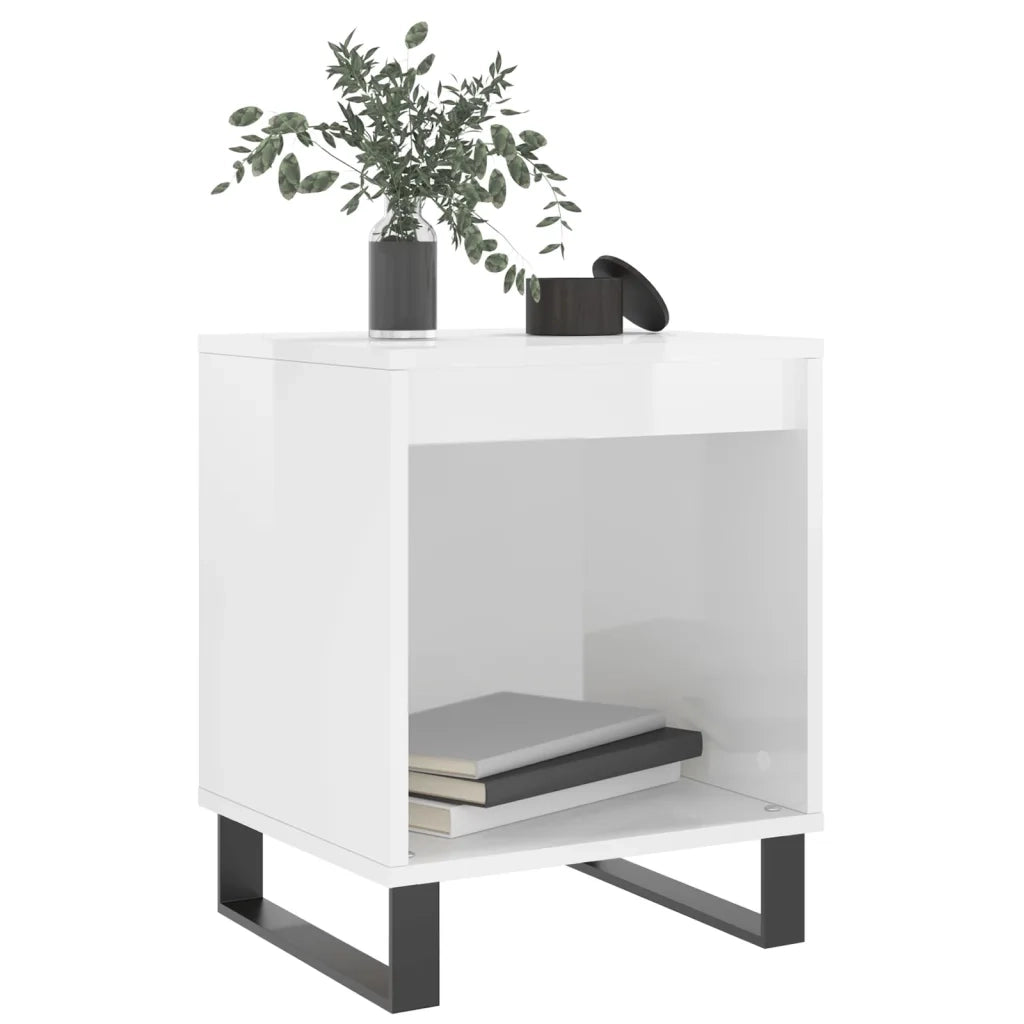 Comodini 2pz-Set di 2 Tavolino da notte Bianco Lucido 40x35x50 cm in Legno Multistrato 141166