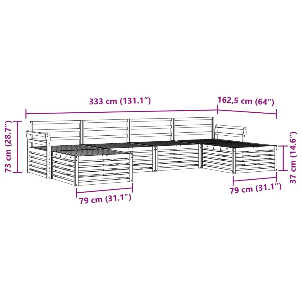 Set divani 6 pcs Naturale Legno di Acacia Massello 3373899