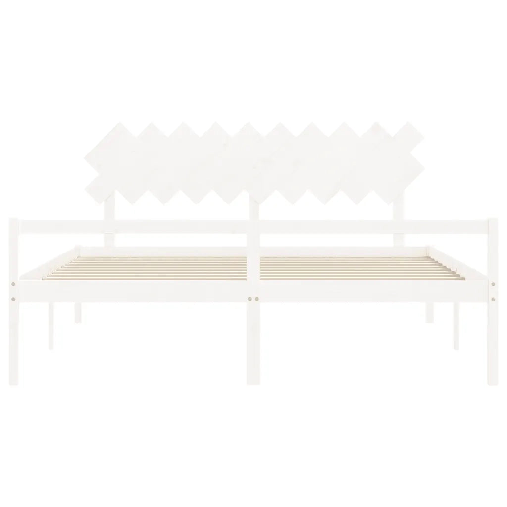 Letto matrimoniale | Letto per adulti | Letto per Anziani con Testiera Bianco 200x200 cm Legno Massello