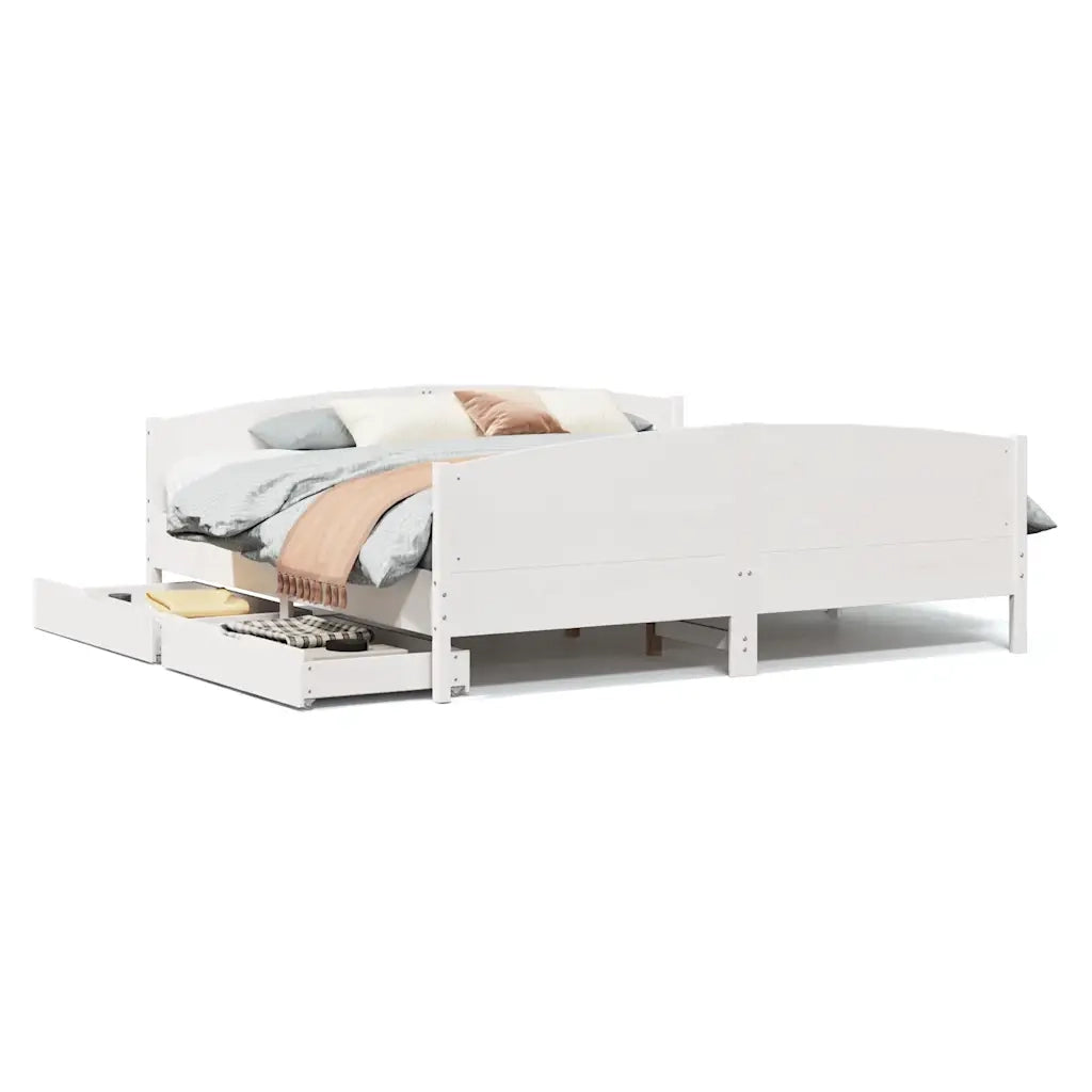 Letto senza Materasso Bianco 160x200 cm Legno Massello di Pino 3301783
