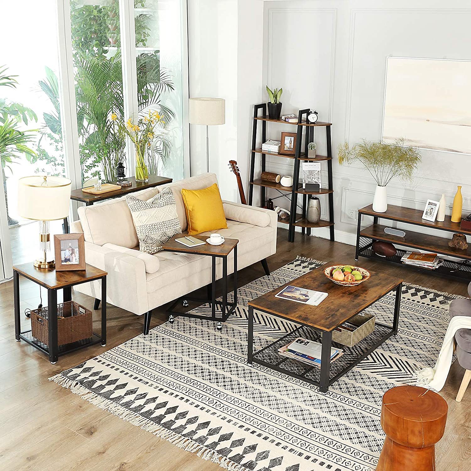 Coppia di tavolini da caffè Valora in stile rustico