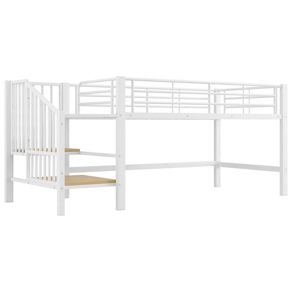 Letto a soppalco con scala contenitore ¨C Minimal ¨C Bianco 90x200 cm