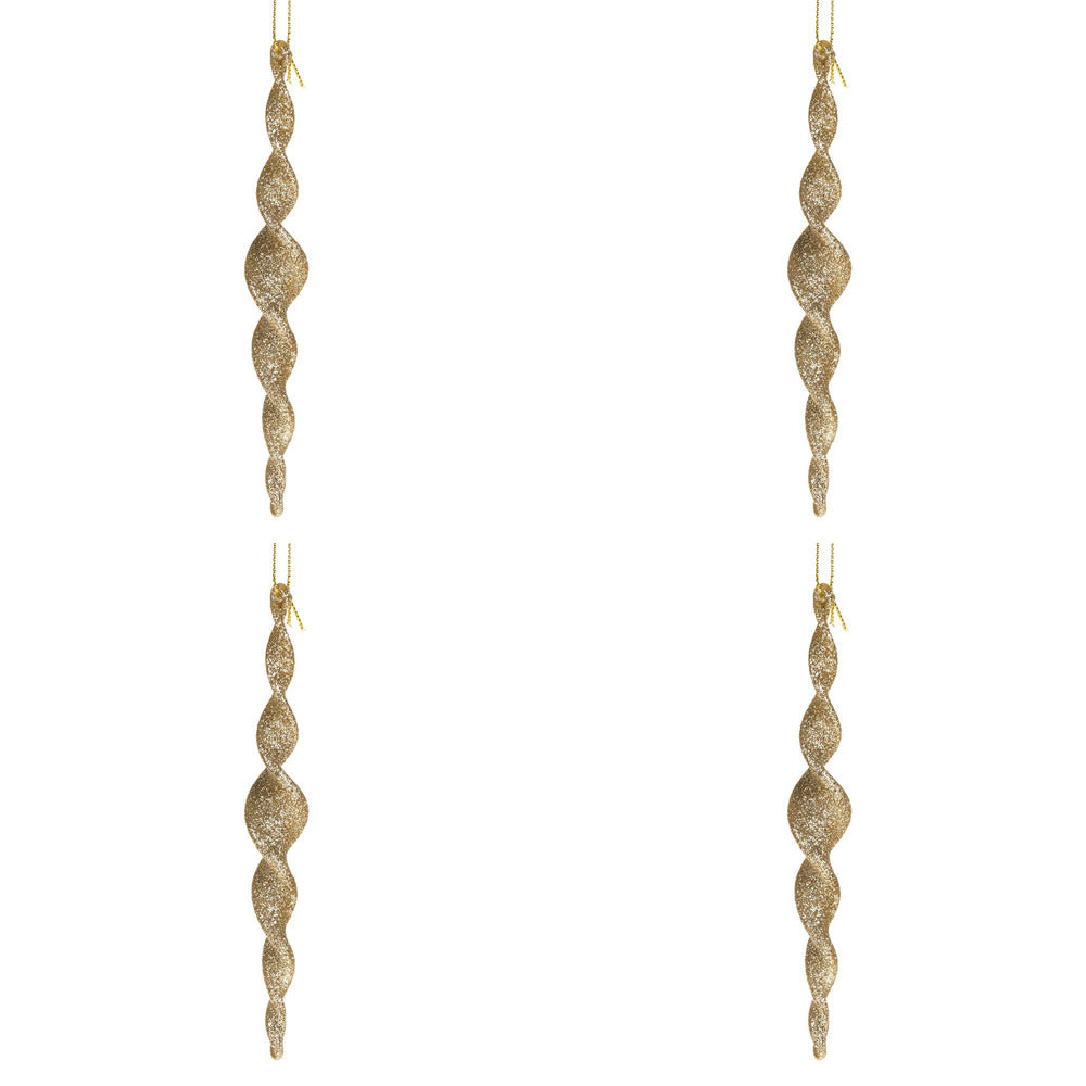 Spirale per Albero di Natale in Vetro con Glitter 16 cm 4 Pz