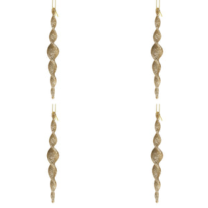 Spirale per Albero di Natale in Vetro con Glitter 16 cm 4 Pz