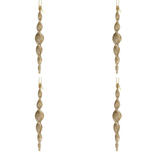 Spirale per Albero di Natale in Vetro con Glitter 16 cm 4 Pz