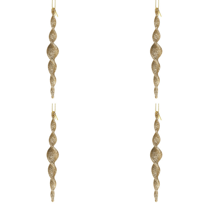 Spirale per Albero di Natale in Vetro con Glitter 16 cm 4 Pz