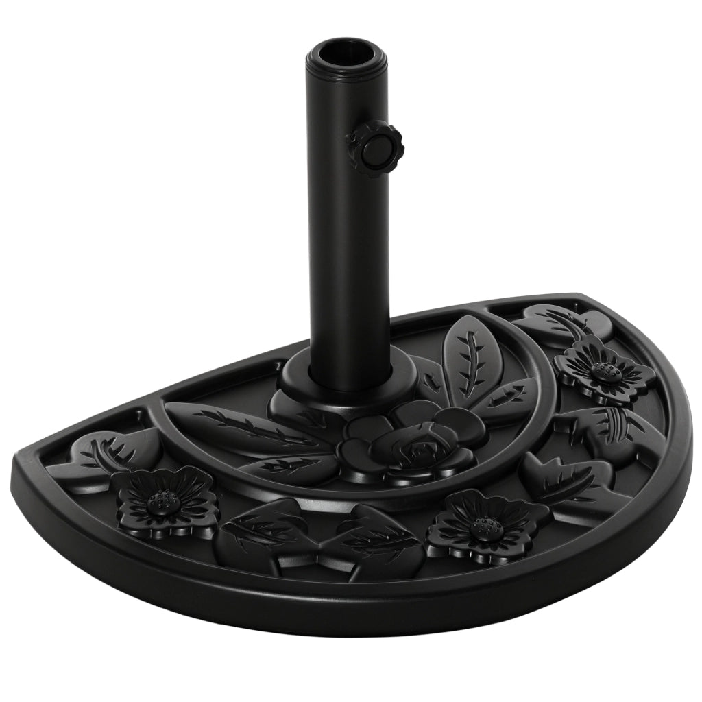 Base per Ombrellone Semicircolare da 9 kg in HDPE e Cemento Ø50x32x32 cm Nero Resistente e Stabile per Giardino e Balcone