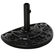 Base per Ombrellone Semicircolare da 9 kg in HDPE e Cemento Ø50x32x32 cm Nero Resistente e Stabile per Giardino e Balcone