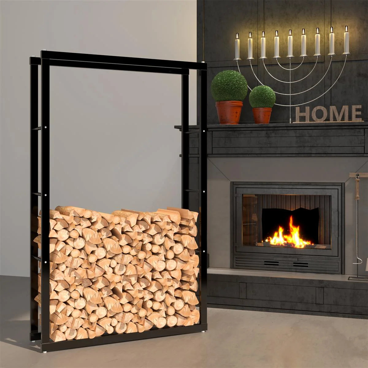 Portalegna, portalegna in metallo 100x25x150 cm