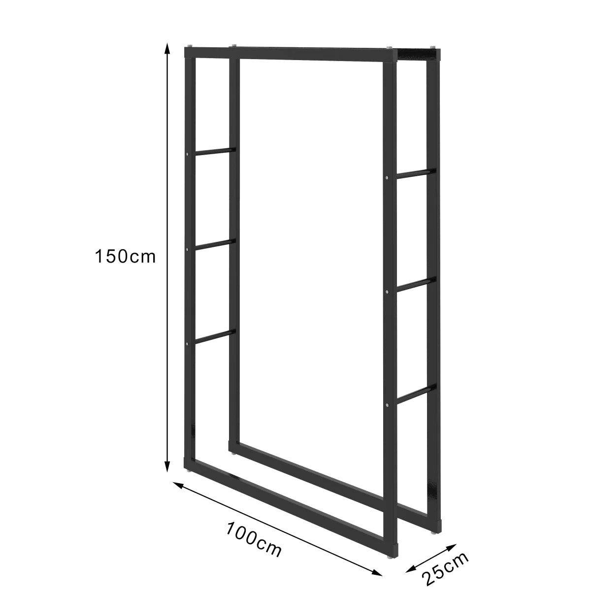 Portalegna, portalegna in metallo 100x25x150 cm