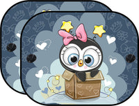 Coppia tendine laterali auto attacco a ventosa pinguino bambini