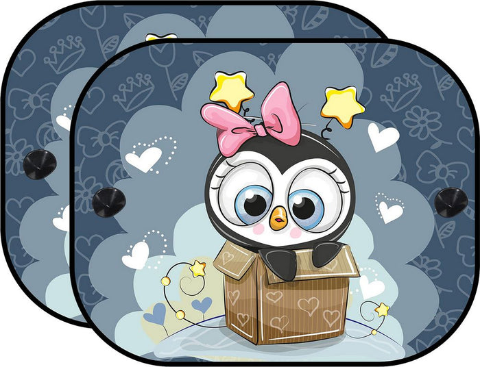 Coppia tendine laterali auto attacco a ventosa pinguino bambini