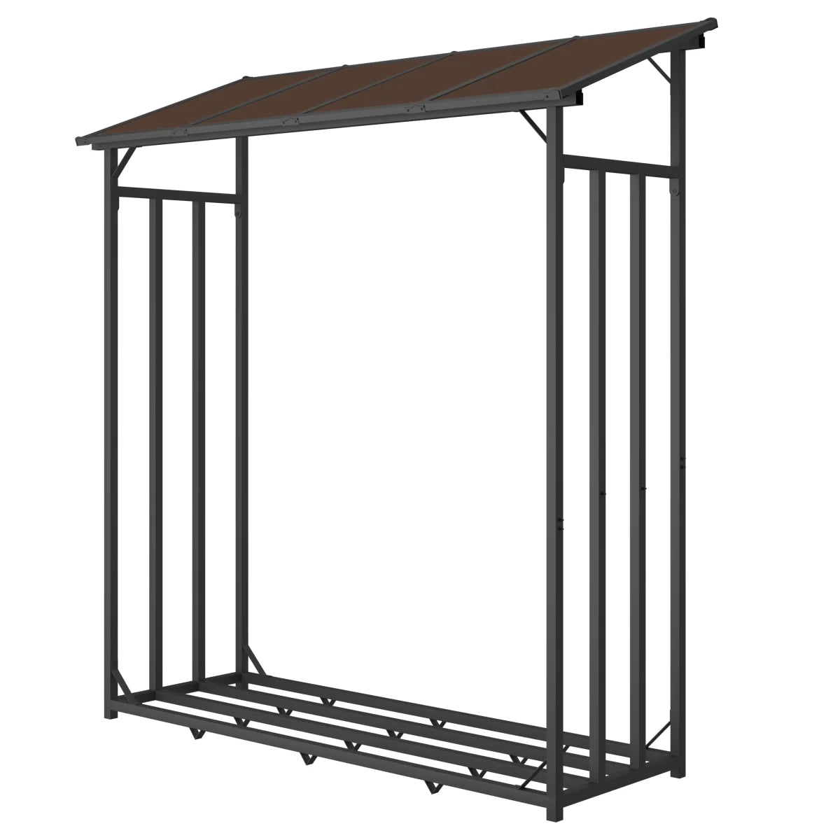 Portalegna in metallo antracite XXL 175 x 70 x 193,5 cm con tetto