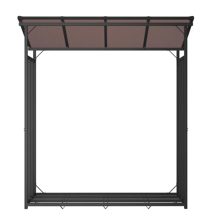 Portalegna in metallo antracite XXL 175 x 70 x 193,5 cm con tetto