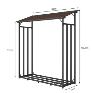 Portalegna in metallo antracite XXL 175 x 70 x 193,5 cm con tetto