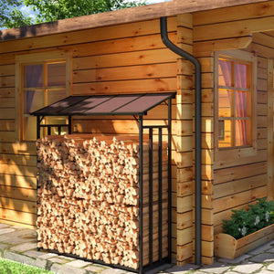 Portalegna in metallo antracite XXL 175 x 70 x 193,5 cm con tetto