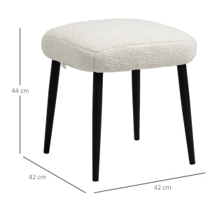 SGABELLO Imbottito 42x42x47 cm Crema, Poliestere, gambe in acciaio
