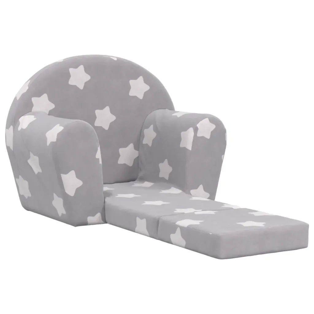 Divano Letto Bambini Grigio Chiaro con Stelle Morbido Peluche 356992