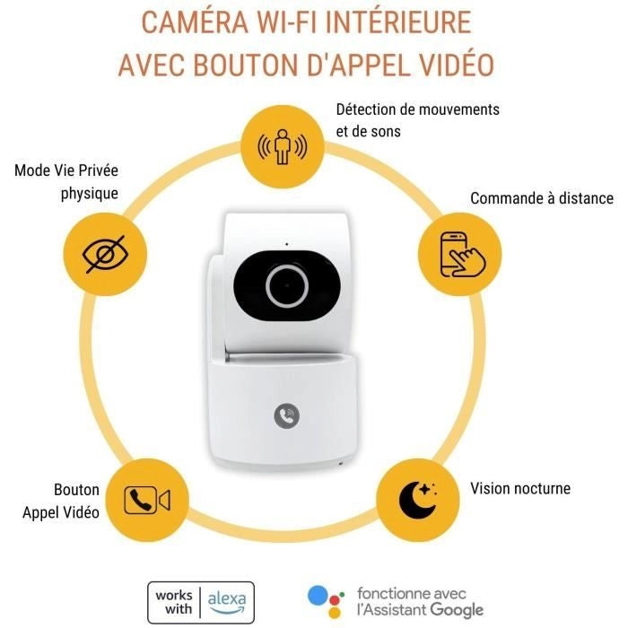 Telecamera di sorveglianza - KONYKS - CAMINI CARE 2 - Da interno - Wifi con sirena e pulsante videochiamata