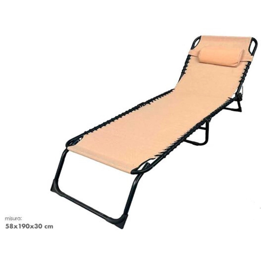 Trade Shop - Lettino Prendisole Sdraio Senza Parasole In Textilene Crema Reclinabile Giardino 483009 -