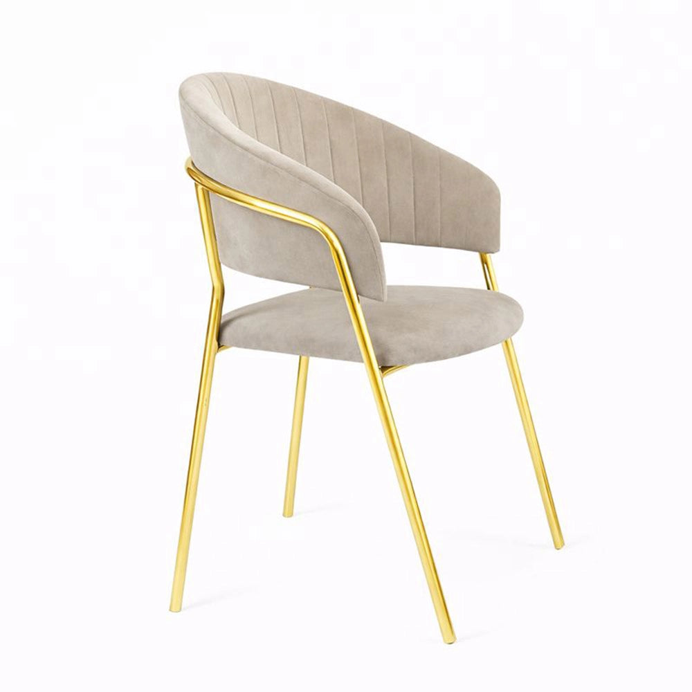 Sedie da sala da pranzo set da 4 Aurelia con schienale in velluto grigio tortora