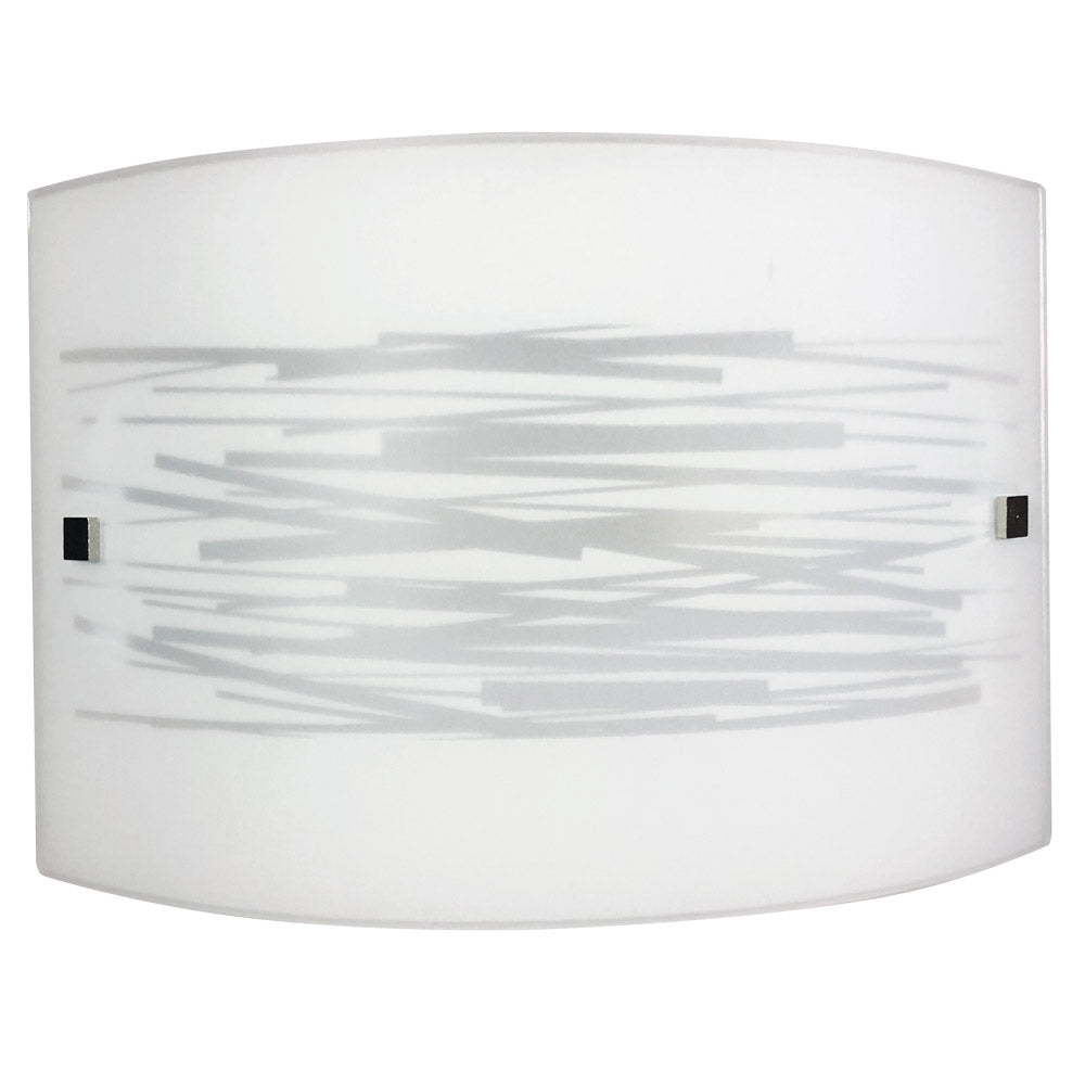 Applique 1xE27 Finali Cromo Vetro Lastra Bianco Decorato Righe E-Energy Manuela