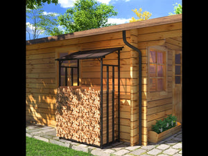 Portalegna in metallo antracite 130 x 70 x 185 cm con tetto