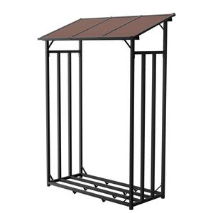 Portalegna in metallo antracite 130 x 70 x 185 cm con tetto