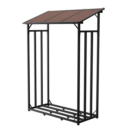 Portalegna in metallo antracite 130 x 70 x 185 cm con tetto