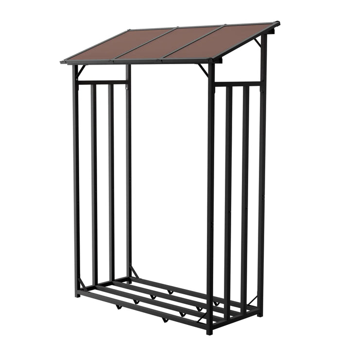 Portalegna in metallo antracite 130 x 70 x 185 cm con tetto