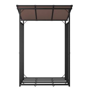 Portalegna in metallo antracite 130 x 70 x 185 cm con tetto