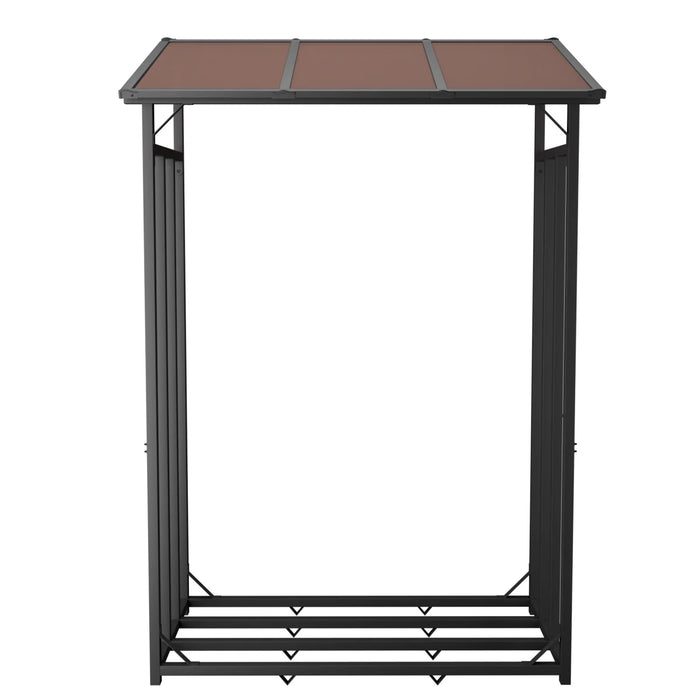 Portalegna in metallo antracite 130 x 70 x 185 cm con tetto