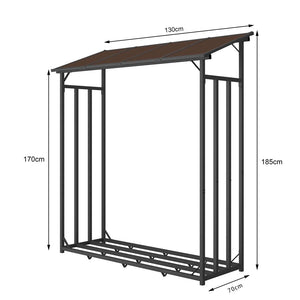 Portalegna in metallo antracite 130 x 70 x 185 cm con tetto
