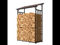 Portalegna in metallo antracite 130 x 70 x 185 cm con tetto