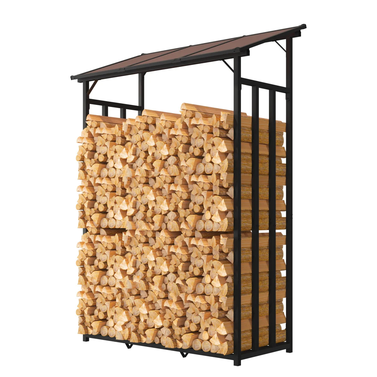 Portalegna in metallo antracite 130 x 70 x 145 cm con tetto