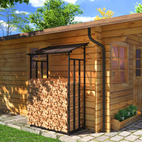 Portalegna in metallo antracite 130 x 70 x 145 cm con tetto