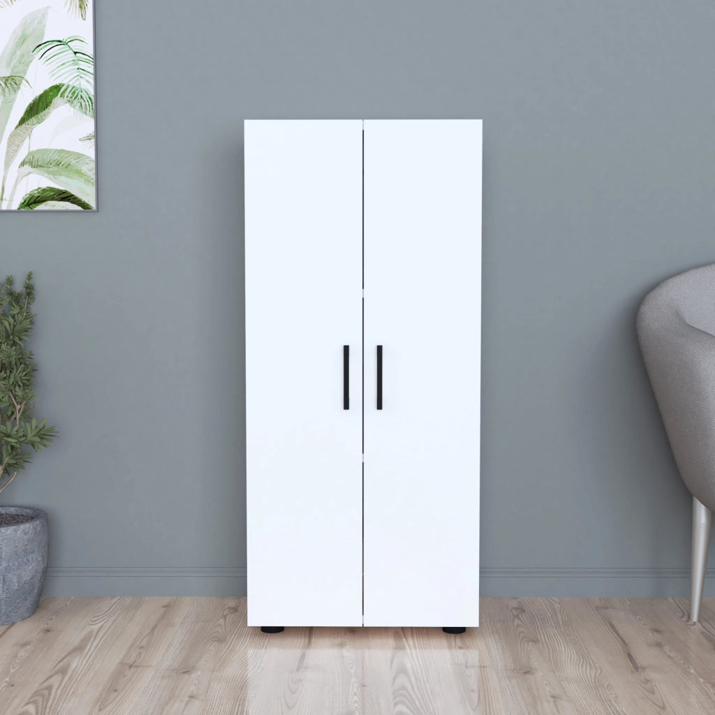 Armadio a 2 Ante Armadio Stretto con 4 Ripiani Mobile per Guardaroba Armadio da Ingresso Corridoio 108 x 49 x 32 cm - Bianco [en.casa]