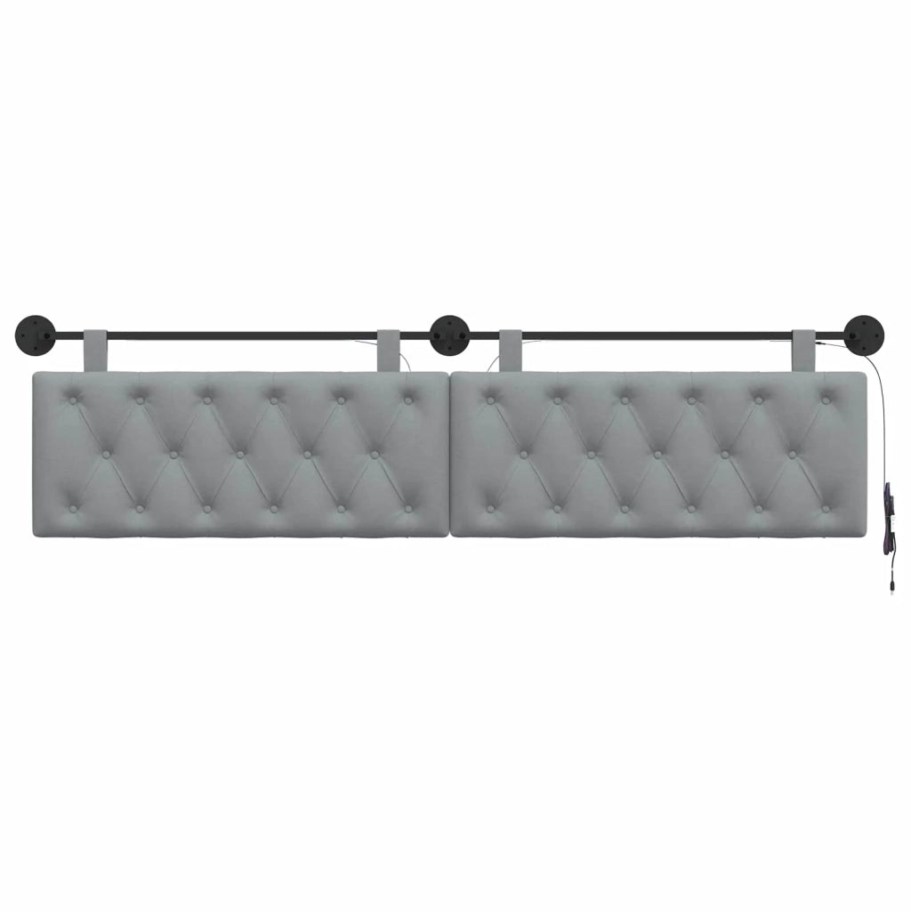 Testiera | Testata sospesa Con luce LED Grigio Chiaro Tessuto