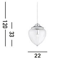 Sospensione Contemporanea Mosca Acciaio Cromo Vetro Trasparente 1 Luce E27