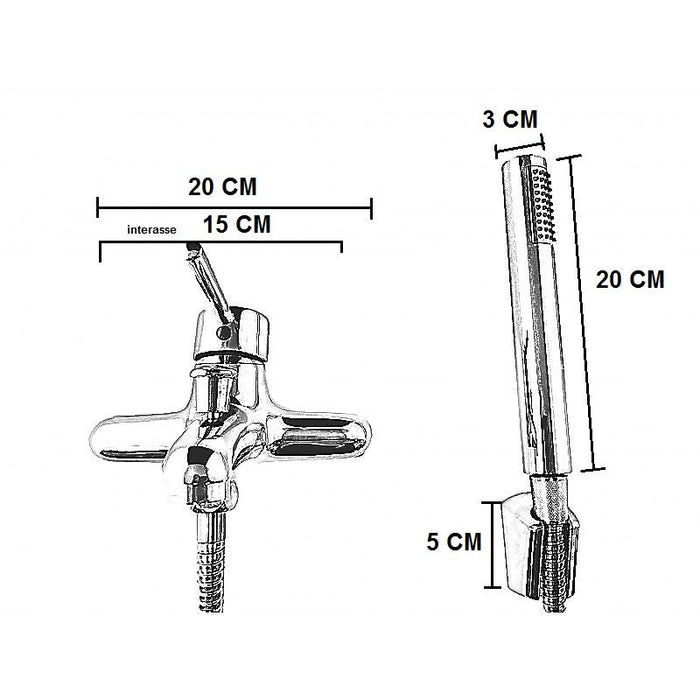 Miscelatore per vasca completo, moderno minimalista