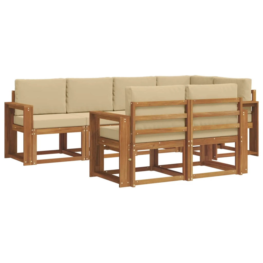 Set di divani da esterno con cuscino 7 pcs Naturale e Beige