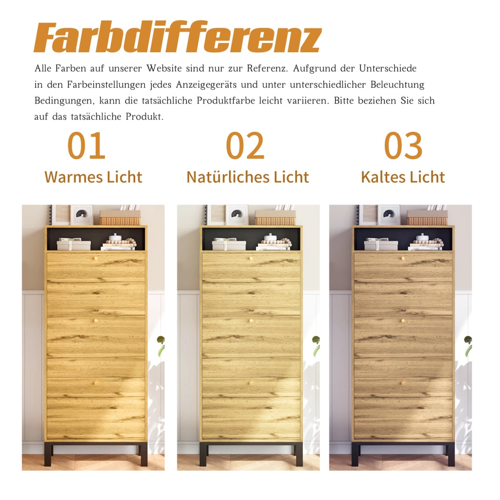 SCARPIERA salvaspazio 63x24x147 cm MDF naturale con 3 ribalte