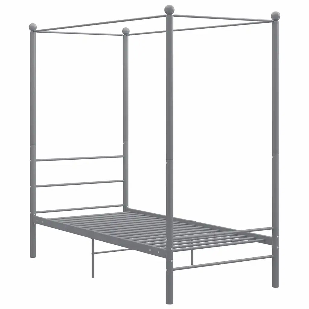 Letto singolo | Letto per adulti | Letto a Baldacchino Grigio in Metallo 90x200 cm