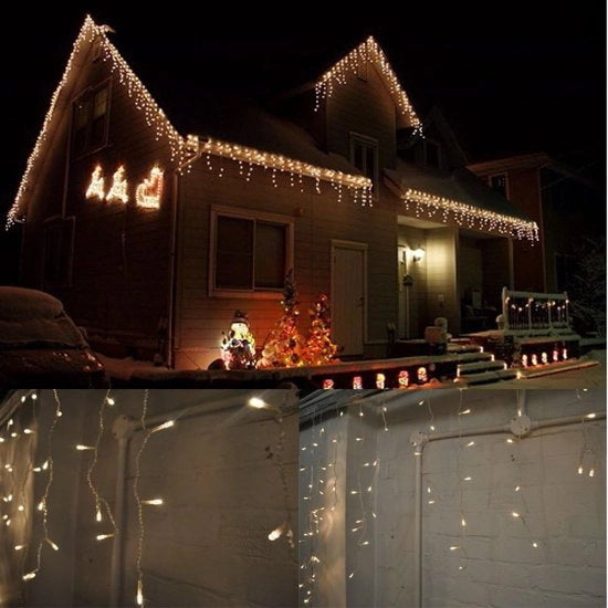 Luci di Natale Acqua Resistant Outdoor Indoor Utilizzo Caldo Bianco 800 LED 21M Largo 160 Gocce di Ghiaccio Plus Un Cavo di Latta di 10M 8 Modalità Basso Consumo di Energia Sicuro Tensione Bianca Cavo
