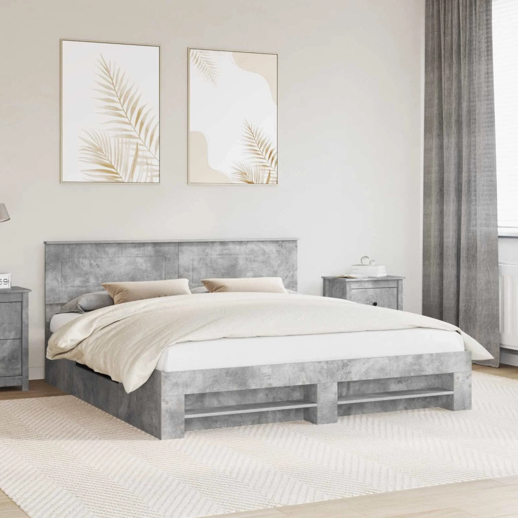 Struttura del letto con testiera Grigio cemento 200 x 200 cm