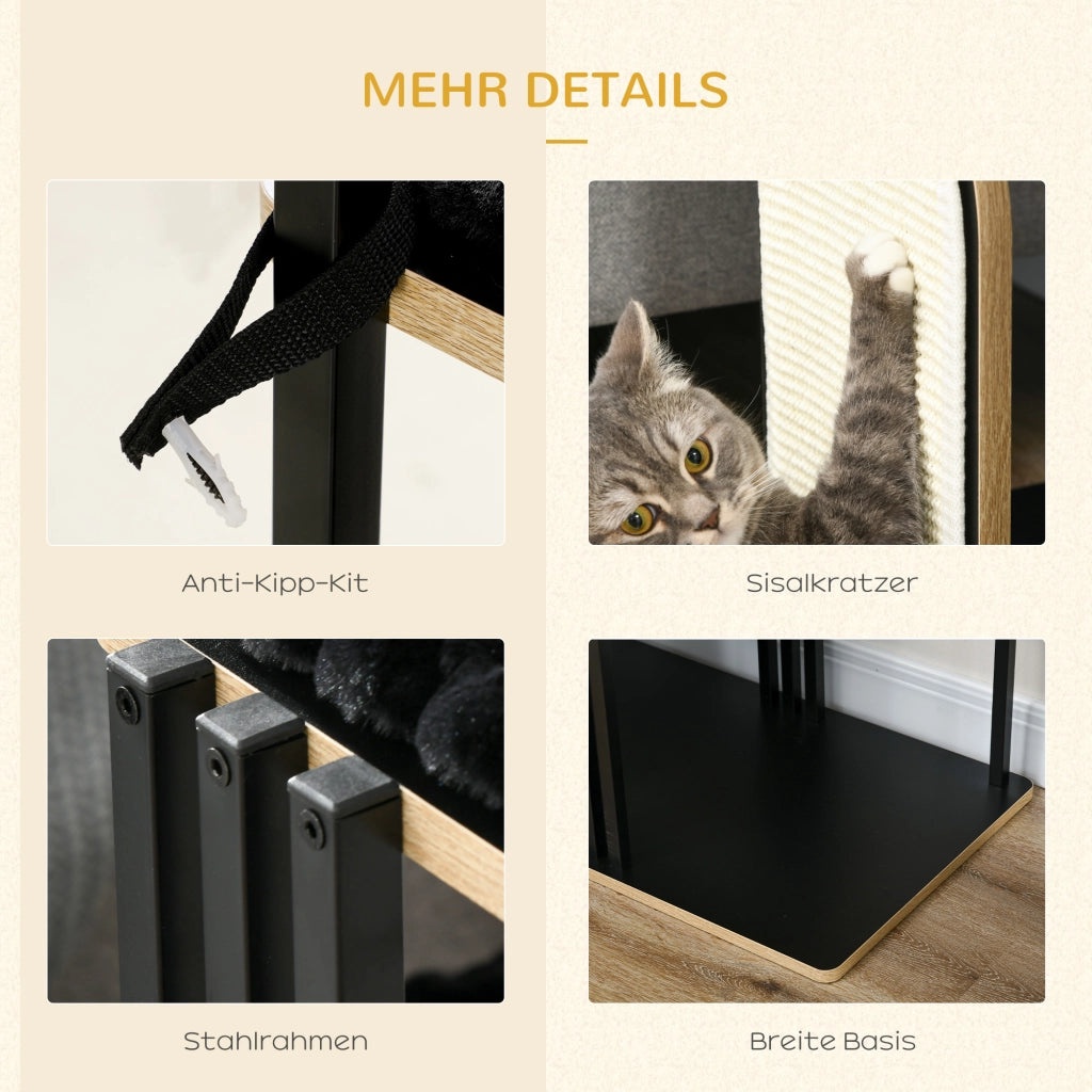 Tiragraffi per Gatti con Cuscini ¨C zephmum ¨C Nero, Acciaio, 85x48x128 cm