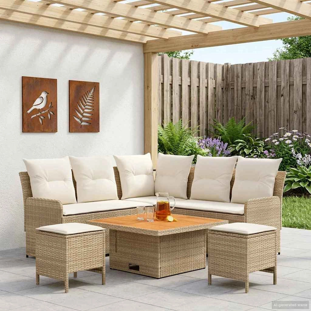 Set di Mobili 6 pz Beige e Crema Rattan in PE 3422185