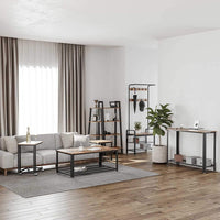 Tavolino da caffè Valora LCT61X in truciolato marrone rustico con ripiano in metallo