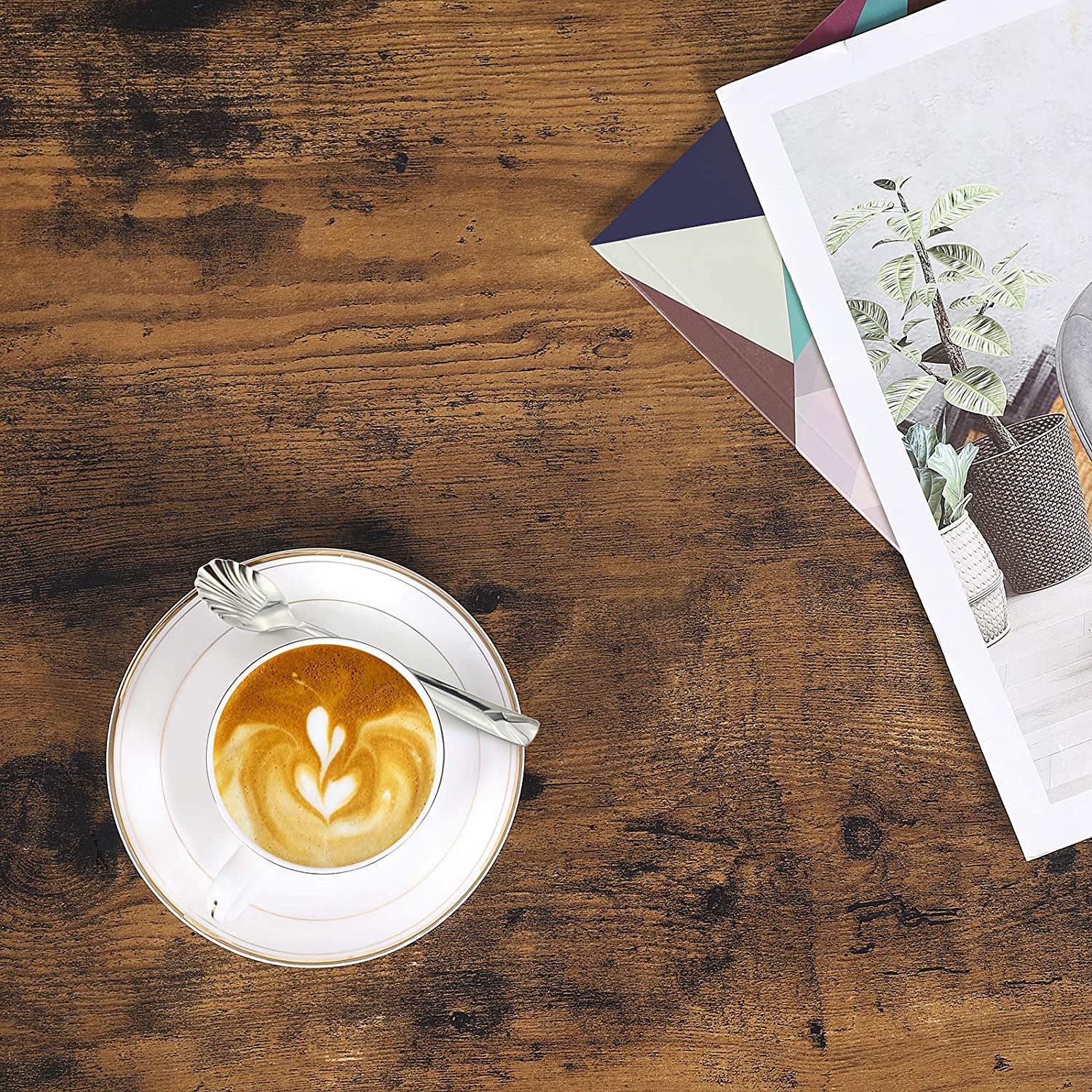 Tavolino da caffè Valora LCT61X in truciolato marrone rustico con ripiano in metallo