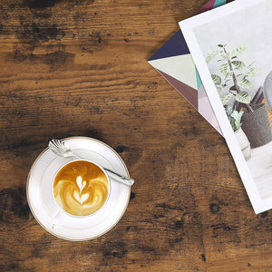 Tavolino da caffè Valora LCT61X in truciolato marrone rustico con ripiano in metallo